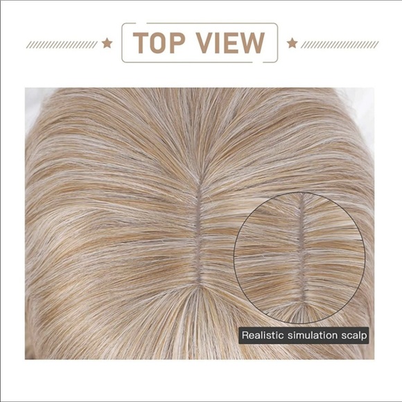 🆕️ Ombre Ash Blonde Wig with Bangs 24”Mixed Color - Picture 2 of 7